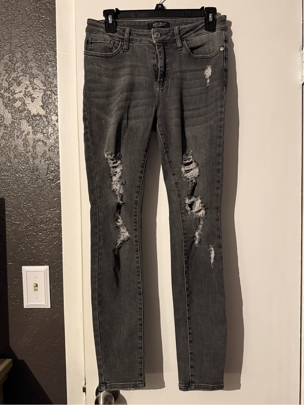 Judy Blue Womens Distressed Gray Skinny Jeans